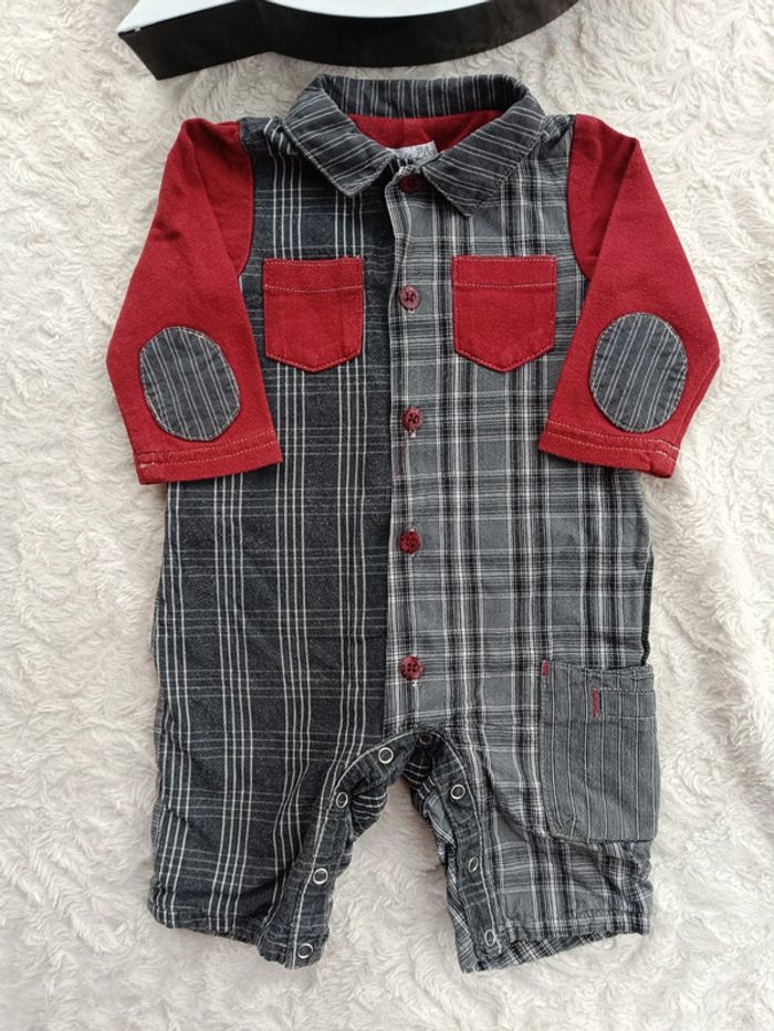 Combinaison sans pied à  carreaux Garçon 6 mois Un amour de PBoy 100% coton - photo numéro 2