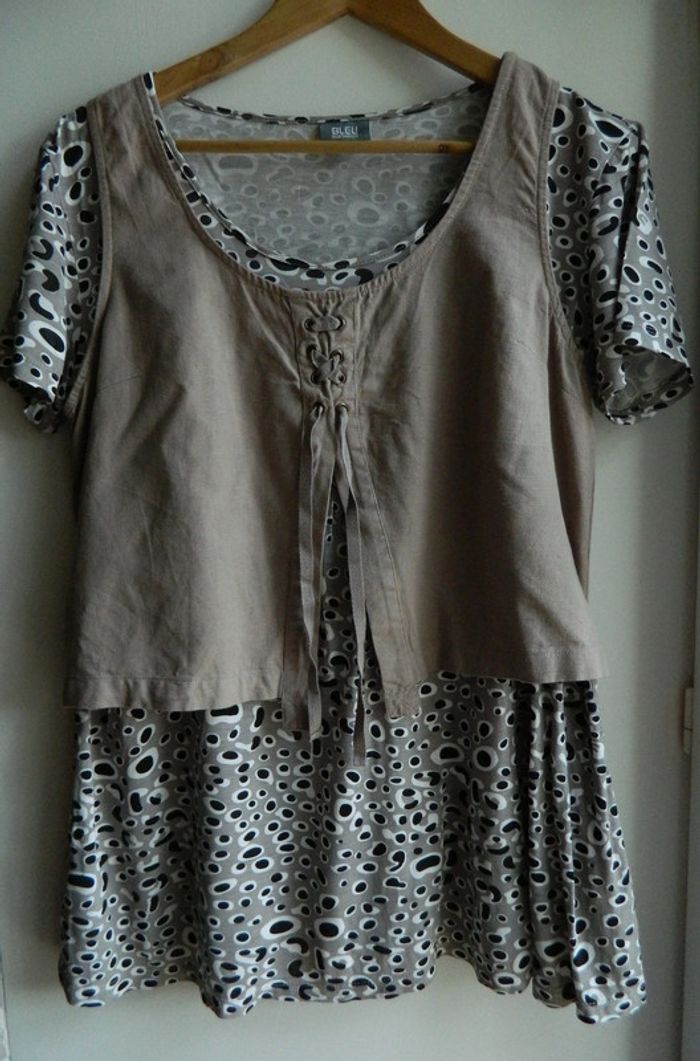 T shirt manches courtes T 44 "Bleu Bonheur"