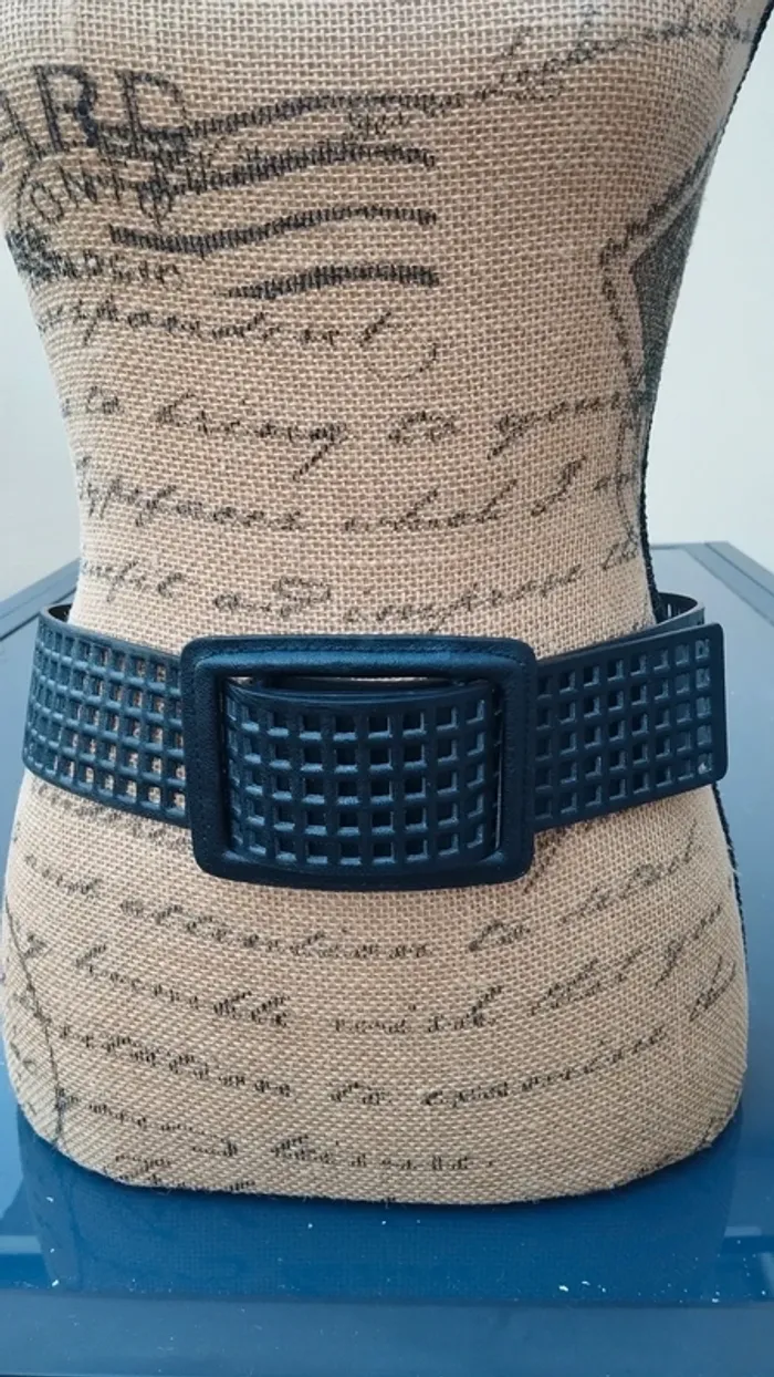 Ceinture quadrillé noire femme 85 cm