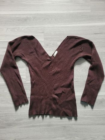 Haut marron col V devant & dos H&M - très bon état !