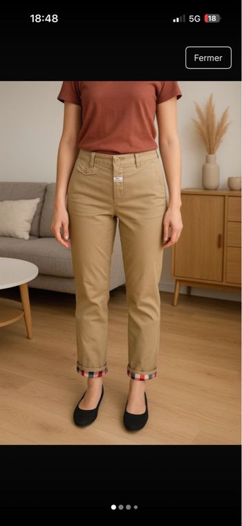 👖 Pantalon Marc by Marc Jacobs – Taille 2 – Beige chic à revers écossais