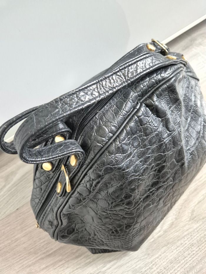 Sac à main vintage noir en cuir - photo numéro 2