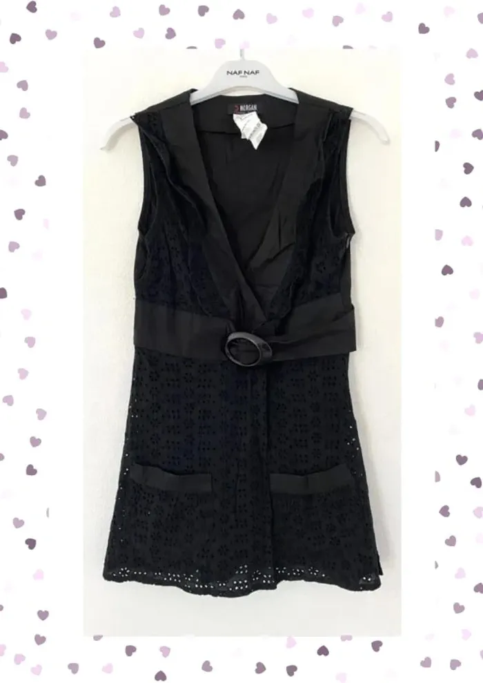 Morgan Tunique Broderie Anglaise Noire Taille 38/M
