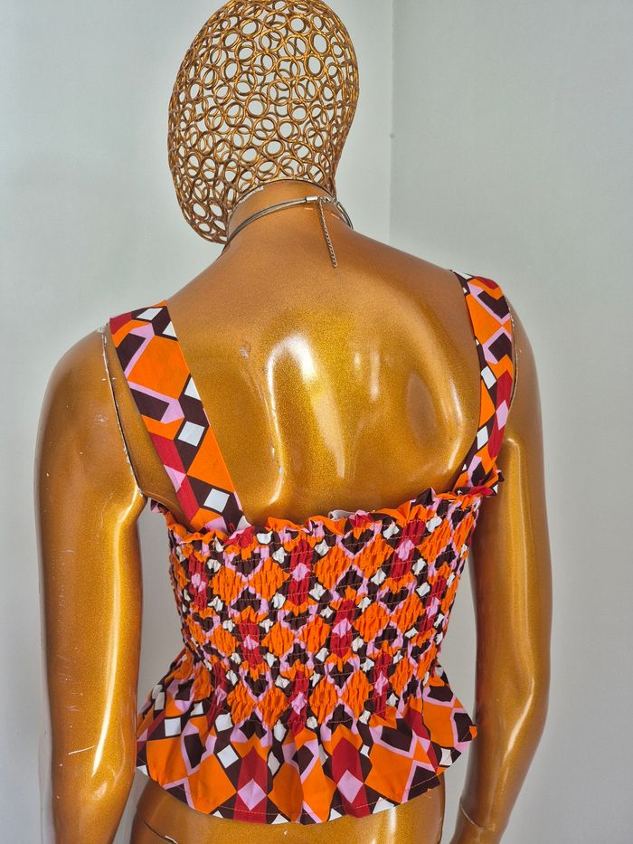 Top femme Plissé Rouge et Orange Taille L/40 - photo numéro 2