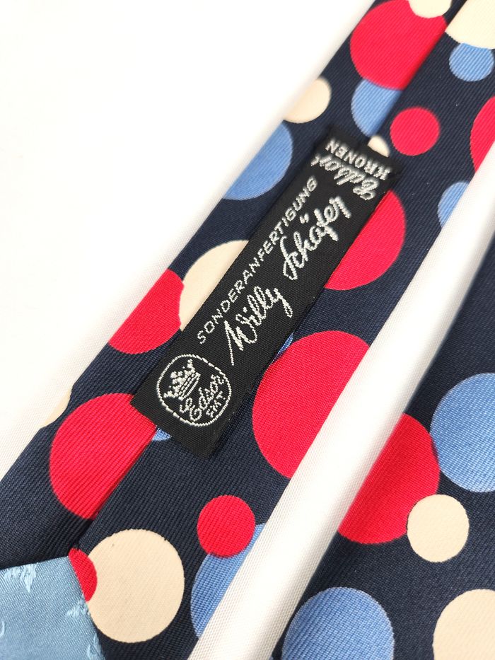 Cravate Edsor Kronen - 100% Soie à Pois - Bleu Marine & Multicolore - photo numéro 7
