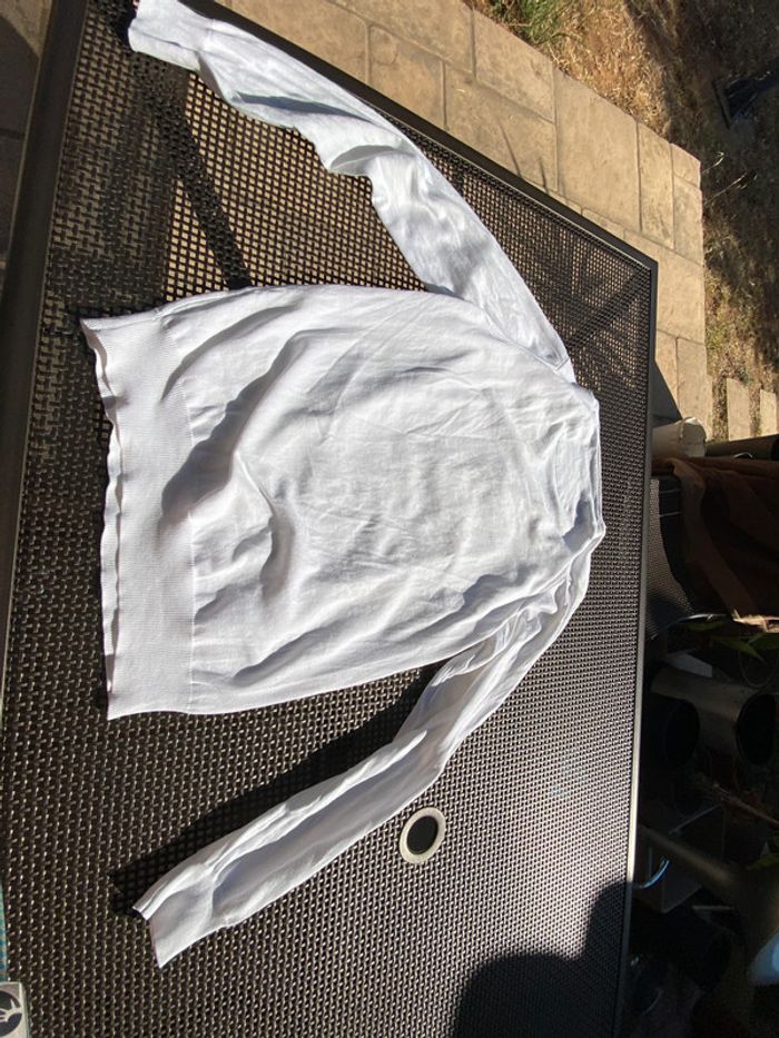 Pull léger blanc  coton zara m - photo numéro 7