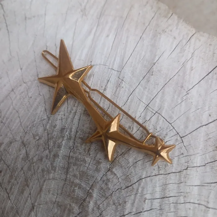 Barette vintage dorée étoiles - photo numéro 3