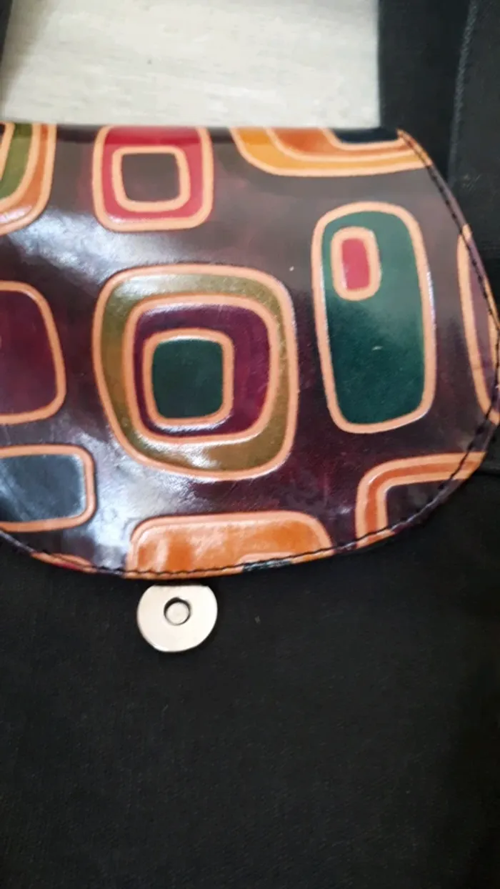 Sac toile noir et cuir multicolore - photo numéro 3