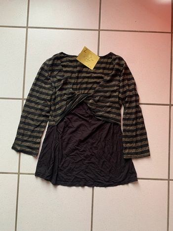 tee shirt cache coeur manches longues noir rayé doré taille L