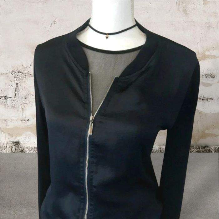 Blouson léger satiné bleu nuit bi matière Grain de Malice