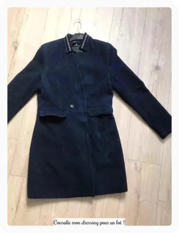 Manteau long bleu marine (avec de la laine)