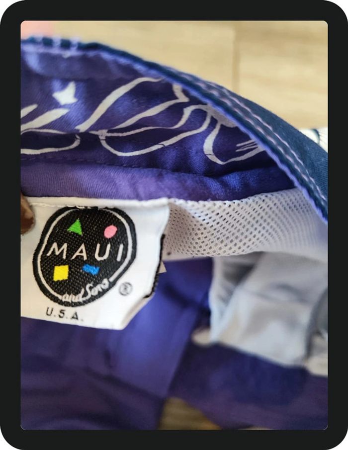 Short de bain violet bleu marine blanc Maui & Sons Taille M - photo numéro 3