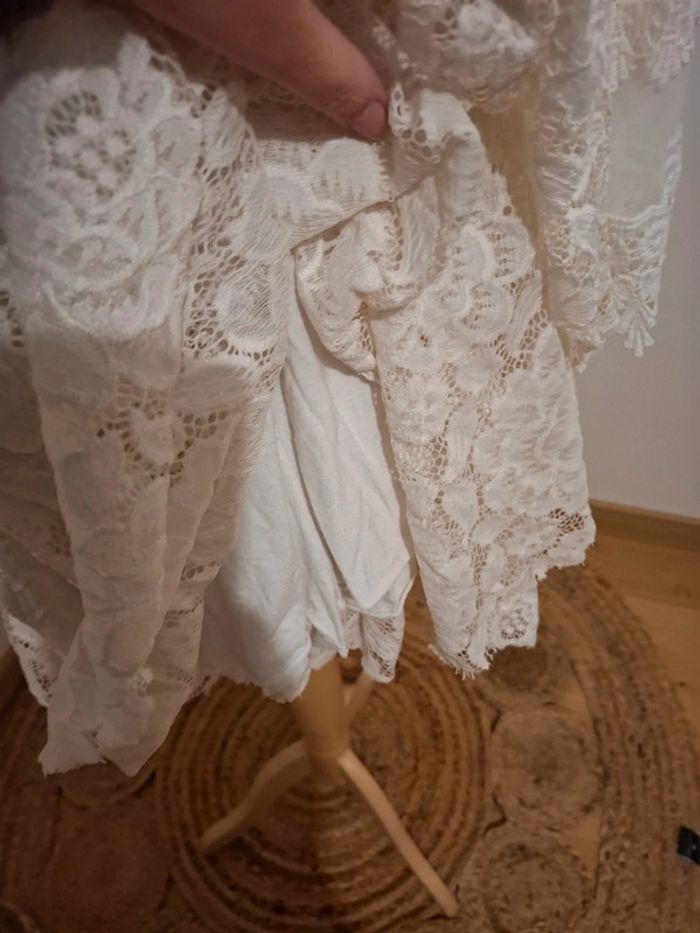 Combishort robe en dentelle blanche crème taille XS/S 34/36 - photo numéro 6