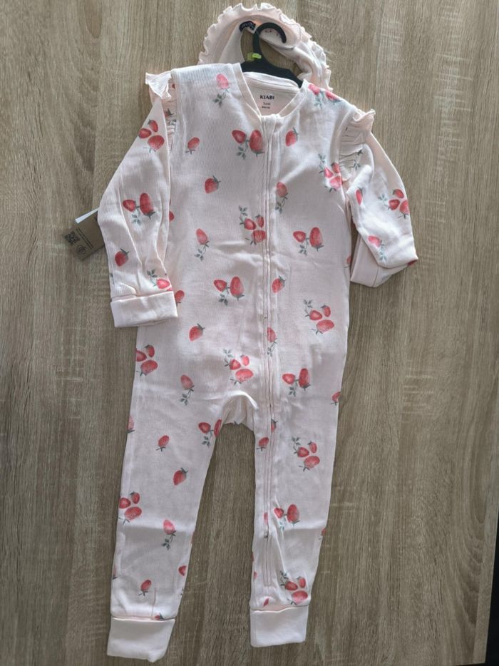 Ensemble dors-bien cerises + bavoir + body - 3 pièces - Rose - photo numéro 2