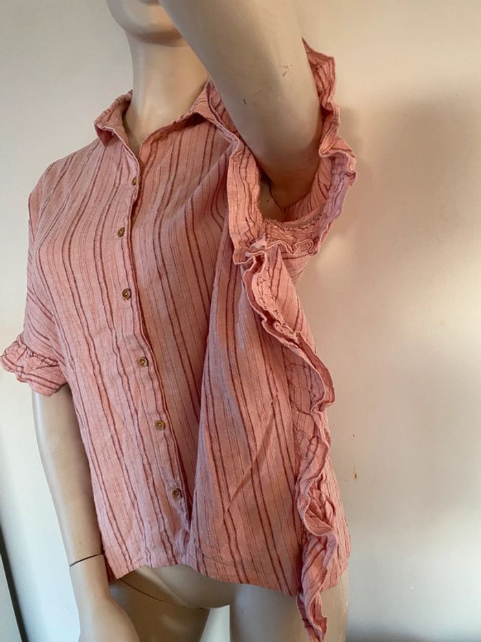 Jolie chemisier loose rose avec couture brillante Karl Marc John taille 34/36 - photo numéro 2