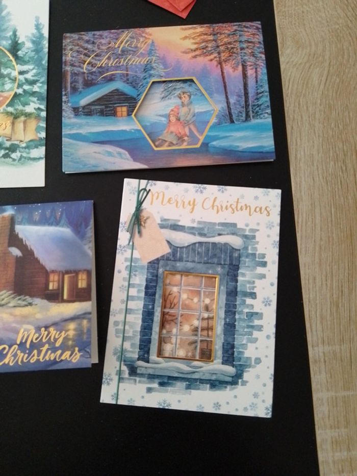 Lot de 4 cartes de Noël et de voeux avec enveloppes 14x10cm - photo numéro 3