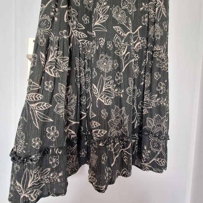 Robe longue bohème volantée crépon fils dorés - photo numéro 5