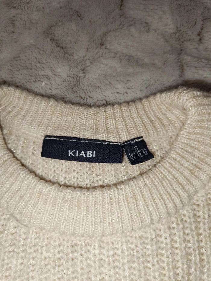 Pull b ige brillant fil doré femme - photo numéro 3