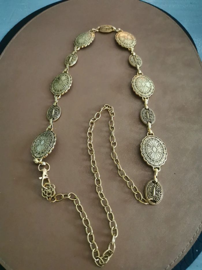 Ceinture style Vintage duo Médaillons dorés