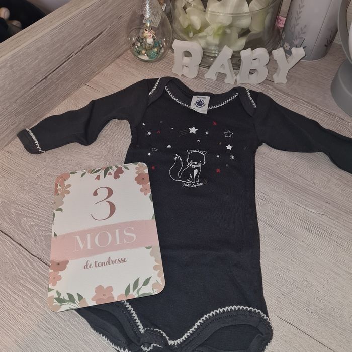 Body manches longues 3 mois Petit bateau