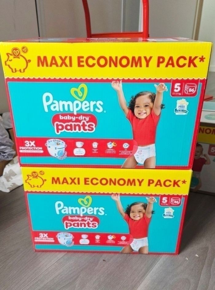 2× Couches Pampers Pants Taille 5 MAXI PACK ×172