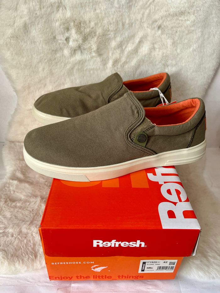 Baskets kaki et corail refresh pointure 42