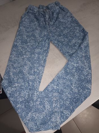 Pantalon fille bleu fleuri 11-12 ans