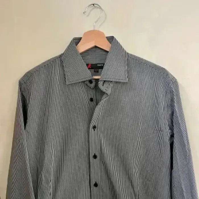 Chemise homme L rayée noire et blanche coupe slim fit, manches longues col classique V031 - photo numéro 5