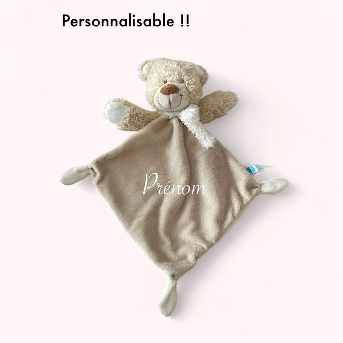 Peluche doudou plat 30cm tex ours beige marron très bon état - photo numéro 4