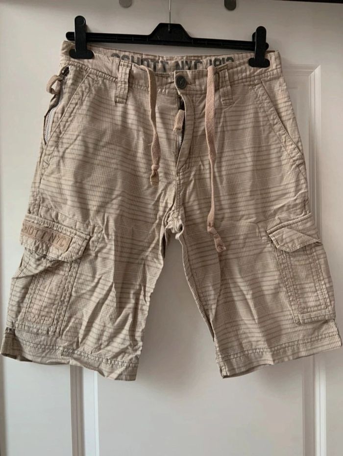 🔥 Bermuda à carreaux Schott NYC 1913 beige et marron taille 40 en coton