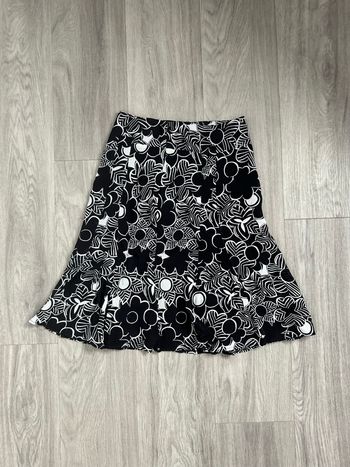 Jupe à fleurs seventies noire et blanche 123 Paris T34 XS