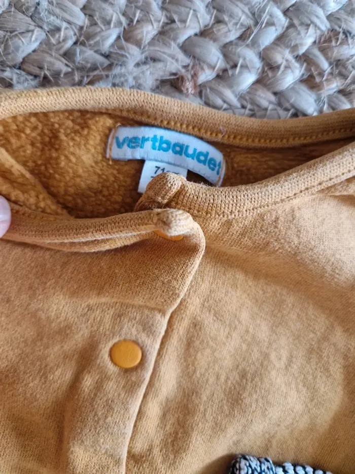Ensemble robe et veste moutarde vertbaudet bébé fille 9 mois - photo numéro 2