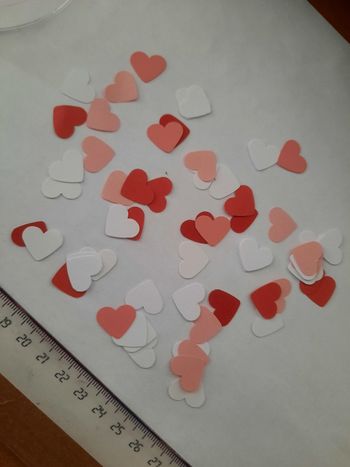 Lot mini cœur rose rouge blanc decoupe papier différents  ideal babyshower table  bapteme lot a5