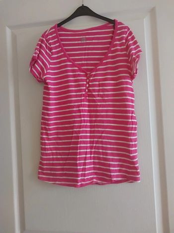 T-shirt à rayure rose et blanc taille 38 pimkie
