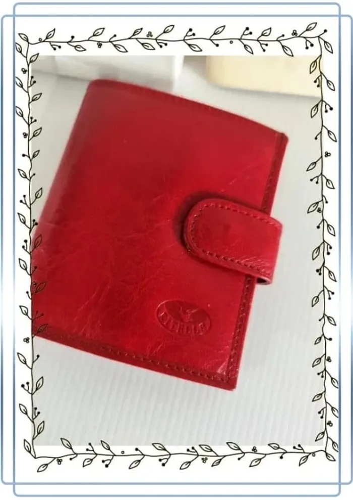 Portefeuille rouge Ritelle en cuir véritable, neuf 9x10,5cm - photo numéro 2
