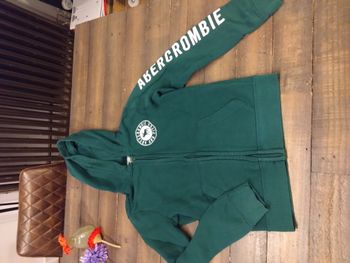 Sweat à capuche Abercrombie vert garçon 9-10 ans – Coton – Fermeture éclair – Très bon état