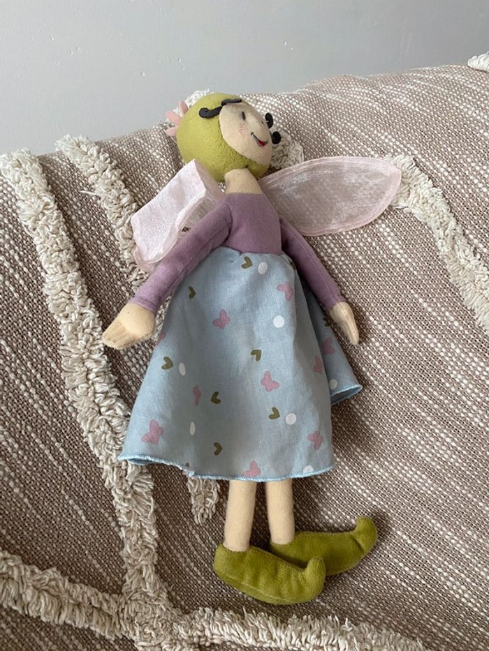 Peluche doudou 36cm IKEA fée violette bleu et verte poupée très bon état - photo numéro 2