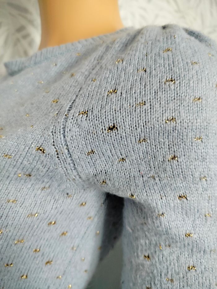 Pull bleu grisé avec points dorés T34/36 N*394 - photo numéro 3