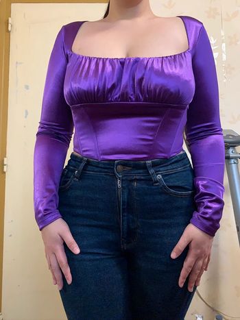Corset cropped violet satinée • Taille L