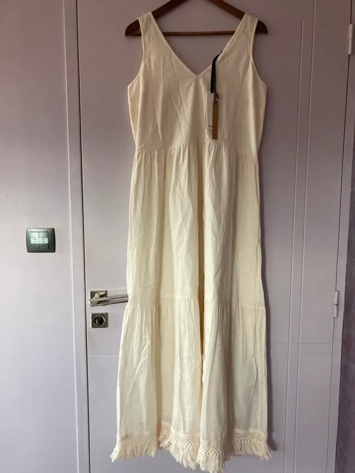 Superbe robe longue beige Gaudi bohème chic - photo numéro 3