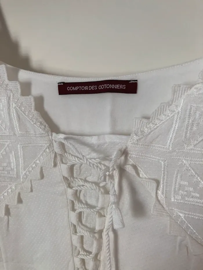 Robe à bretelles blanche Comptoirs des Cotonniers taille S 36 - photo numéro 3