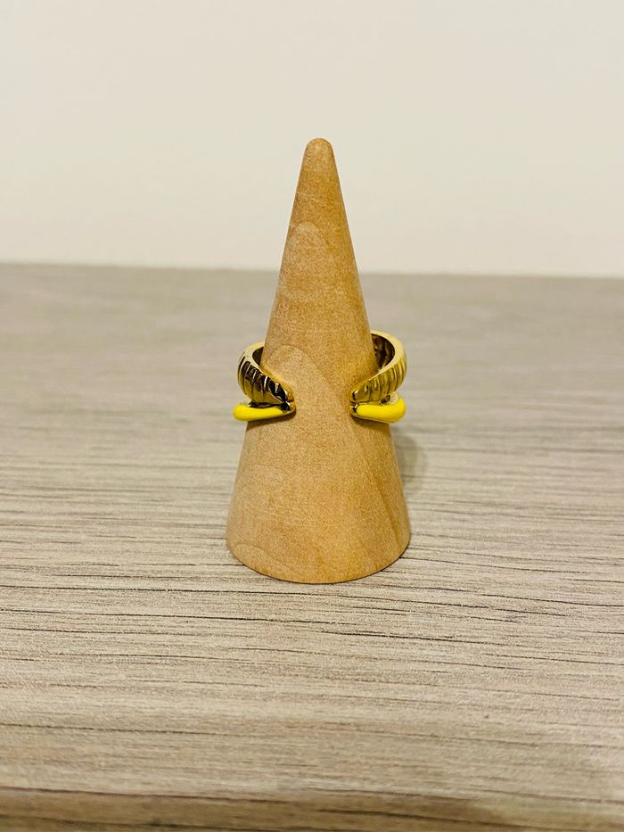 Bague ajustable double anneaux doré jaune acier inoxydable - photo numéro 5
