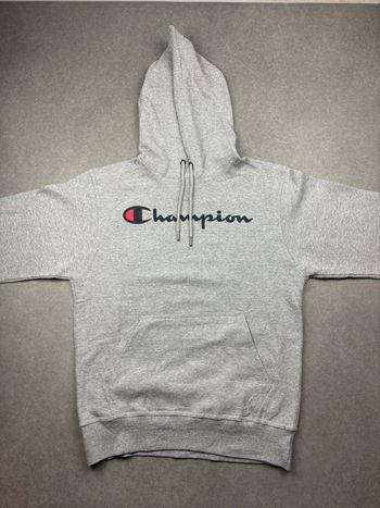 Pull champion gris logo brodé manche à capuche taille S
