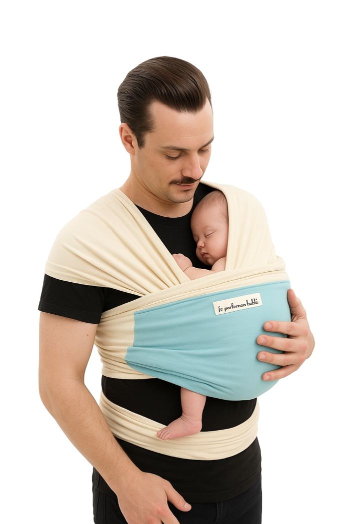 Écharpe de portage JPMBB love radius beige creme bleu clair