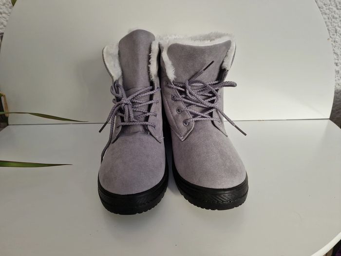 Bottines Grises Fourrure Blanche - photo numéro 7