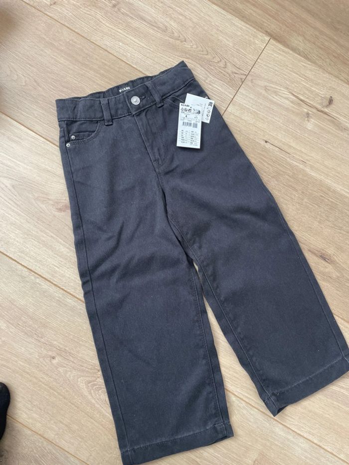 Pantalon large neuf tencel 4 ans gris anthracite - photo numéro 2