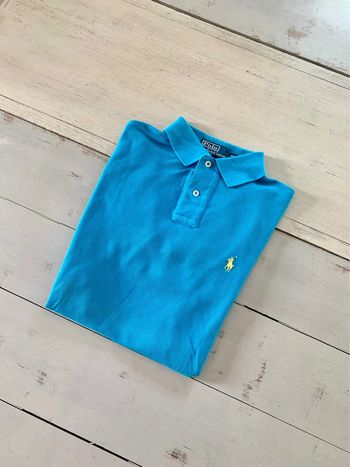 Polo Ralph Lauren bleu ciel logo brodé jaune