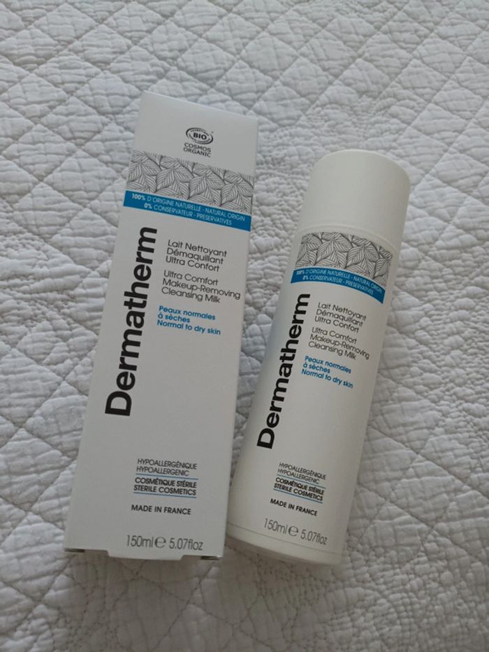 Lait Nettoyant Démaquillant Ultra Confort Dermatherm bio 150 ml neuf