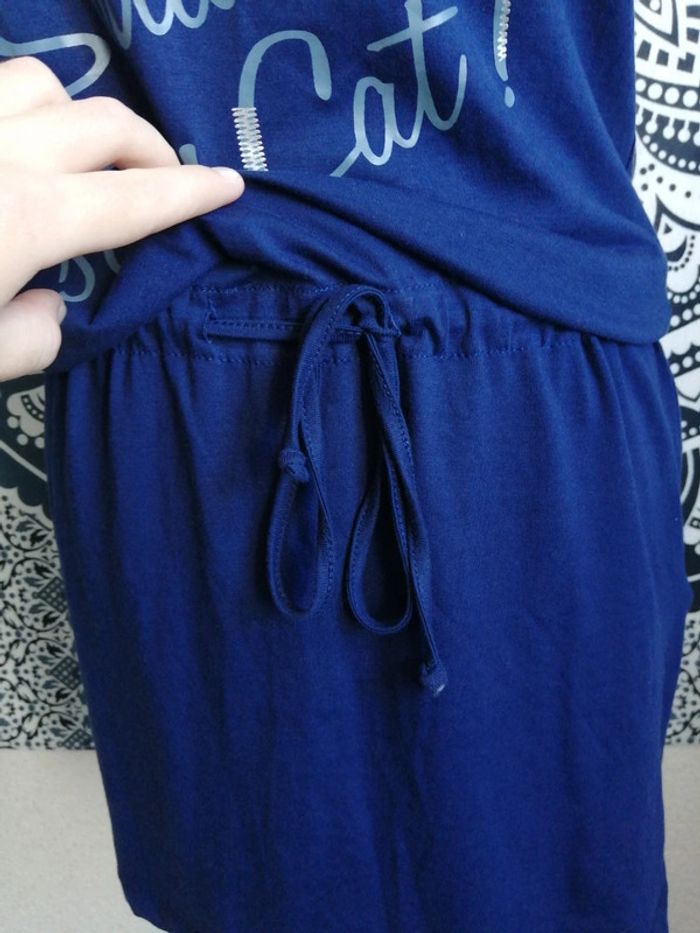 Robe de nuit bleu marine sans manches motifs pattes de chien lien à nouer / tissaia / (XS) - photo numéro 4