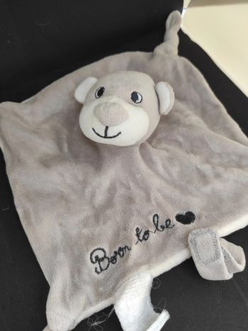 Ours do l'enfant 3 suisses gris et blanc doudou plat mouchoir  #geektradedoudou